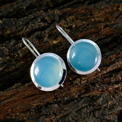 Riyo Winsome 925 Sterling Zilveren Oorbel Voor Vrouwen Aqua Chalcedoon Oorbel Bezel Setting Blue Earring Dangle Earring
