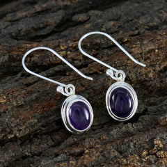 Riyo Bonny Sterling Silver Earring For Wife Amethyst Earring Bezel Setting Purple Earring Dangle Earring