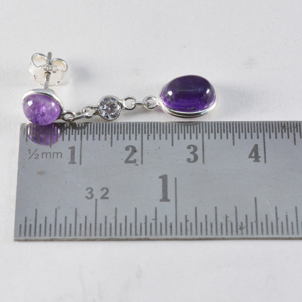 Riyo Cute 925 Sterling Silver Earring For Damsel Amethyst Earring Bezel Setting Purple Earring Stud Earring