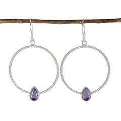 Riyo Heavenly 925 Sterling Silver Earring For Lady Amethyst Earring Bezel Setting Purple Earring Dangle Earring