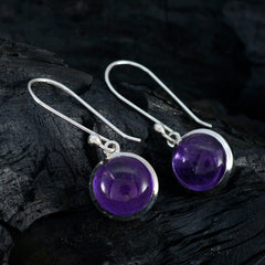 Riyo Glamorous Sterling Silver Earring For Femme Amethyst Earring Bezel Setting Purple Earring Dangle Earring