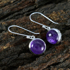Riyo Glamorous Sterling Silver Earring For Femme Amethyst Earring Bezel Setting Purple Earring Dangle Earring