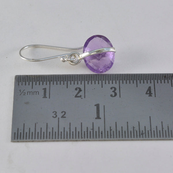 Riyo Drop-Dead Gorgeous 925 Sterling Silver Earring For Femme Amethyst Earring Bezel Setting Purple Earring Dangle Earring