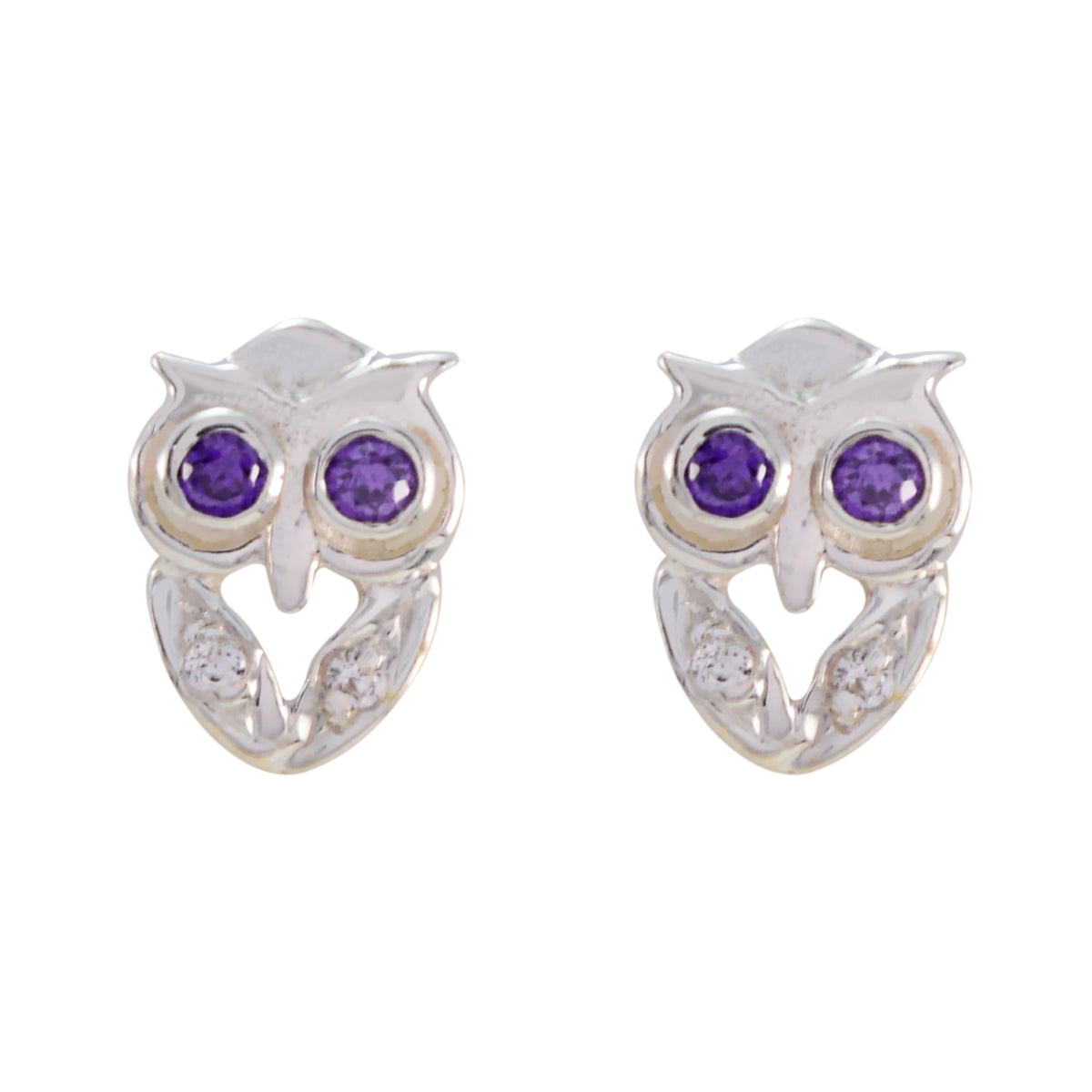 Riyo Beauteous Sterling Silver Earring For Damsel Amethyst Earring Bezel Setting Purple Earring Stud Earring