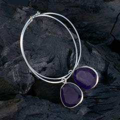 Riyo Stunning Sterling Silver Earring For Wife Amethyst Earring Bezel Setting Purple Earring Dangle Earring