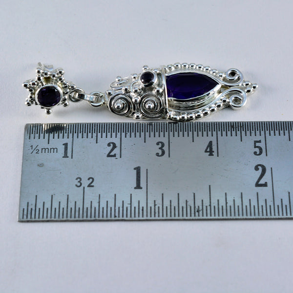 Riyo verleidelijke 925 sterling zilveren oorbel voor femme amethist oorbel bezel setting paarse oorbel stud oorbel
