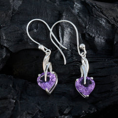 Riyo Exquisite Sterling Silver Earring For Sister Amethyst Earring Bezel Setting Purple Earring Dangle Earring