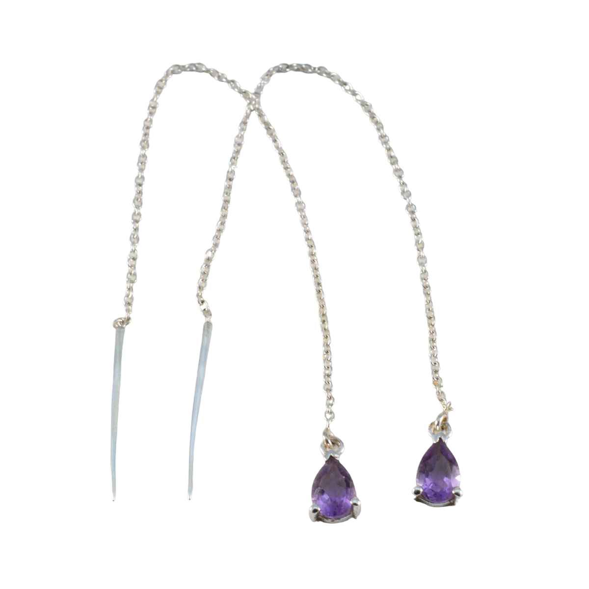 Riyo Magnificent Sterling Silver Earring For Demoiselle Amethyst Earring Bezel Setting Purple Earring Dangle Earring