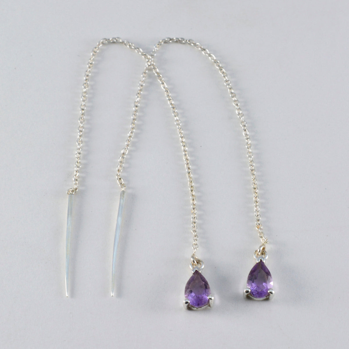 Riyo Magnificent Sterling Silver Earring For Demoiselle Amethyst Earring Bezel Setting Purple Earring Dangle Earring