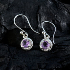 Riyo Tasty 925 Sterling Silver Earring For Girl Amethyst Earring Bezel Setting Purple Earring Dangle Earring