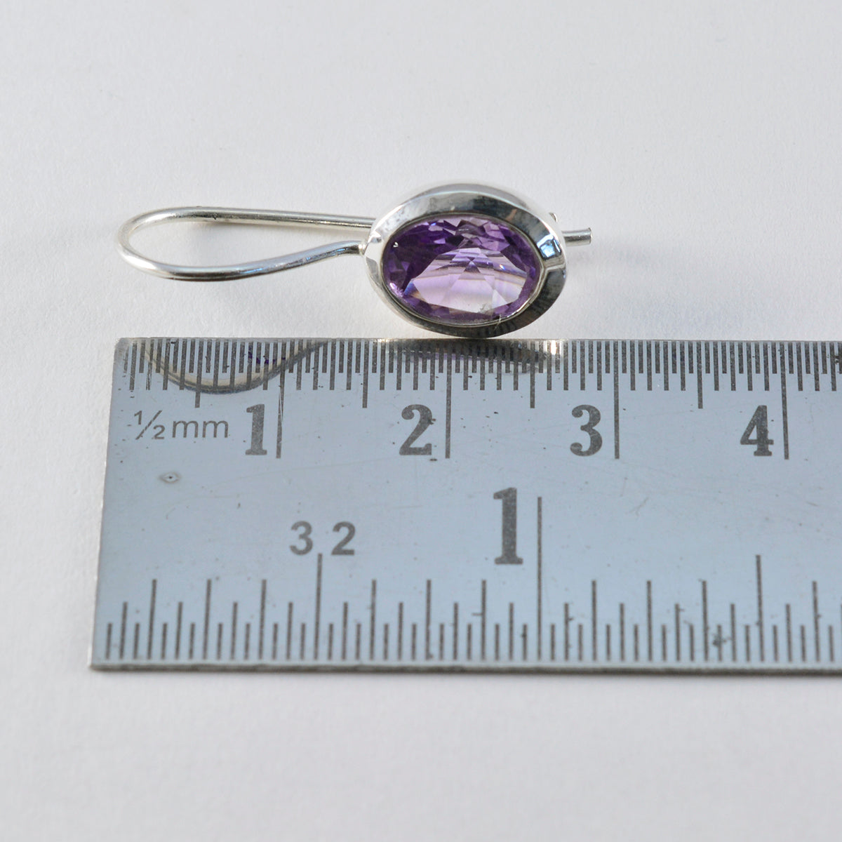 Riyo Fanciable 925 Sterling Silver Earring For Women Amethyst Earring Bezel Setting Purple Earring Dangle Earring