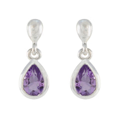 Riyo Heavenly Sterling Silver Earring For Demoiselle Amethyst Earring Bezel Setting Purple Earring Stud Earring