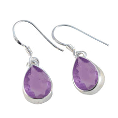 Riyo Bonny Sterling Silver Earring For Sister Amethyst Earring Bezel Setting Purple Earring Dangle Earring