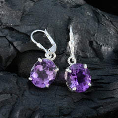 Riyo Beddable 925 Sterling Silver Earring For Girl Amethyst Earring Bezel Setting Purple Earring Dangle Earring