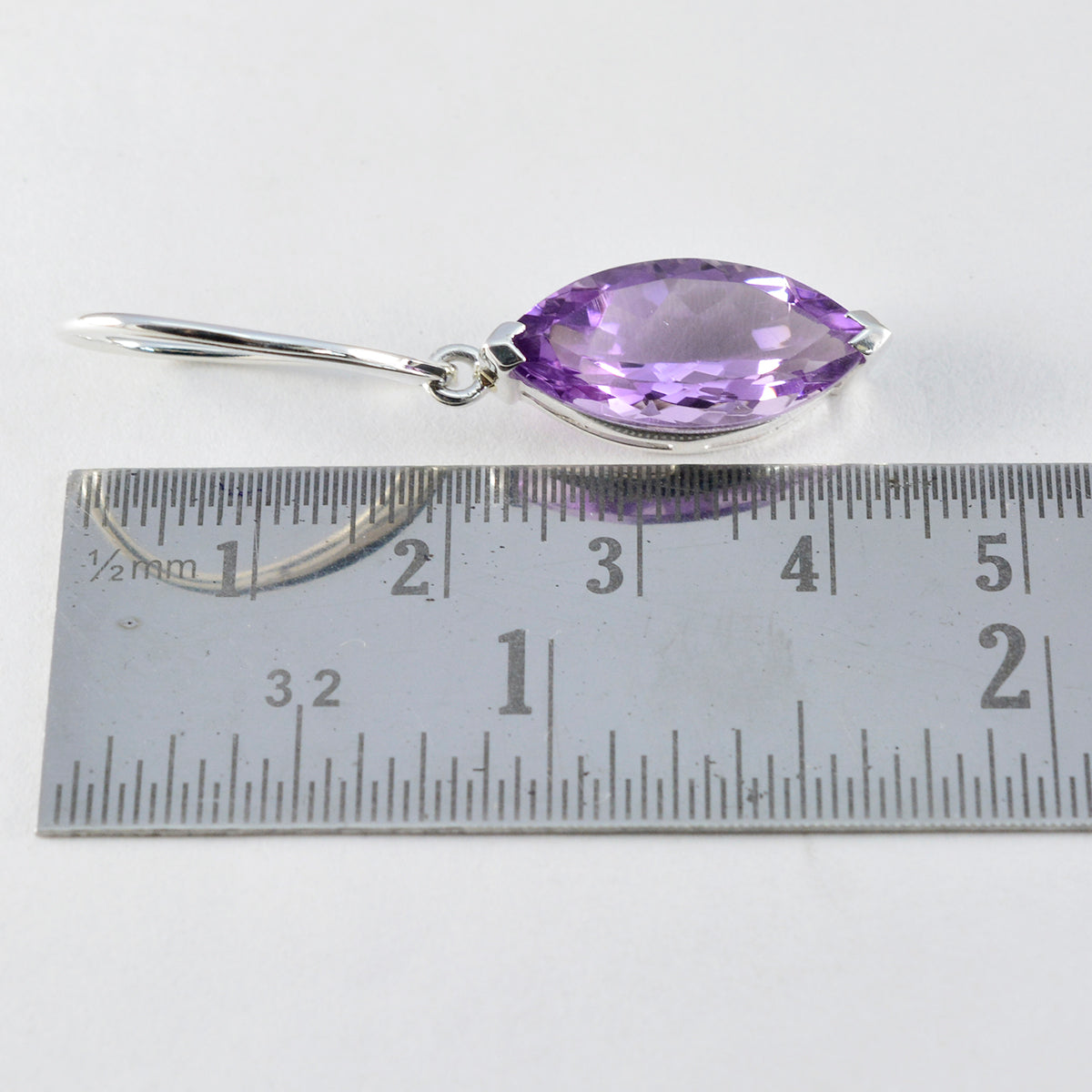 Riyo Fair 925 Sterling Silver Earring For Lady Amethyst Earring Bezel Setting Purple Earring Dangle Earring