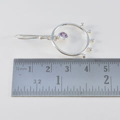Riyo Prachtige Sterling zilveren oorbel voor meisjes Amethist Oorbel Bezel Setting Paarse oorbel Dangle Earring