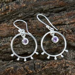 Riyo Gorgeous Sterling Silver Earring For Girl Amethyst Earring Bezel Setting Purple Earring Dangle Earring