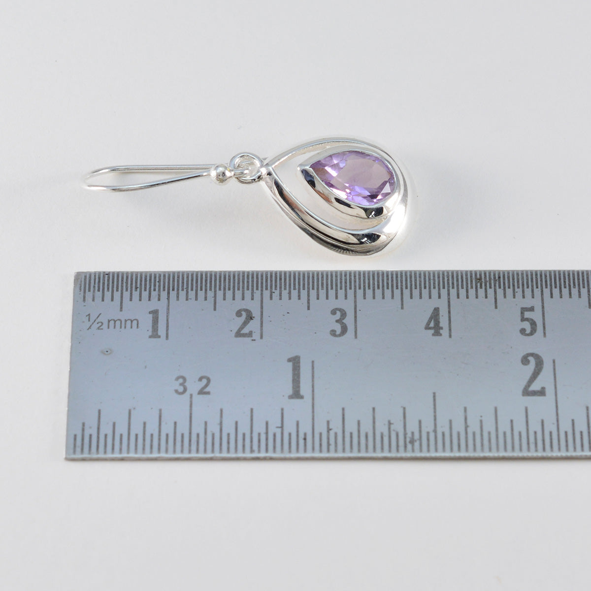 Riyo Spunky 925 Sterling Silver Earring For Sister Amethyst Earring Bezel Setting Purple Earring Dangle Earring