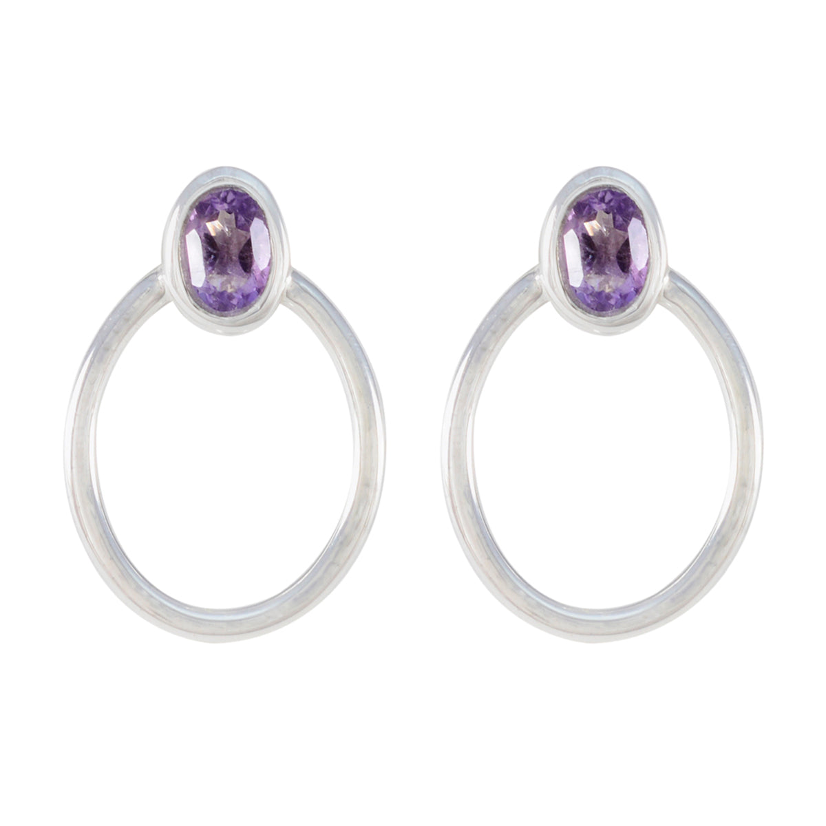 Riyo Smashing Sterling Silver Earring For Lady Amethyst Earring Bezel Setting Purple Earring Stud Earring