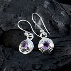 Riyo Stunning Sterling Silver Earring For Girl Amethyst Earring Bezel Setting Purple Earring Stud Earring