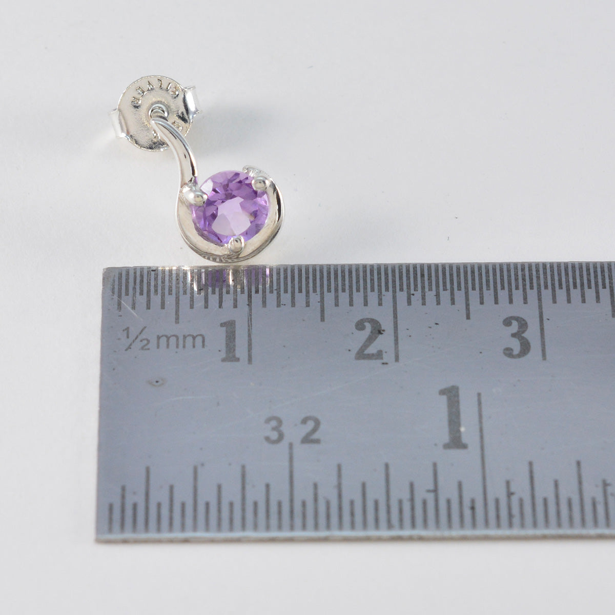 Riyo Charming 925 Sterling Silver Earring For Damsel Amethyst Earring Bezel Setting Purple Earring Stud Earring