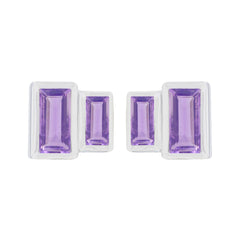 Riyo Heavenly 925 Sterling Silver Earring For Female Amethyst Earring Bezel Setting Purple Earring Stud Earring