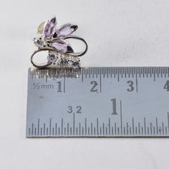 Riyo Aesthetic Sterling Silver Earring For Wife Amethyst Earring Bezel Setting Purple Earring Stud Earring
