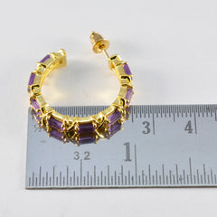 Riyo artistique 925 boucle d'oreille en argent sterling pour les femmes boucle d'oreille améthyste réglage de la lunette boucle d'oreille violette boucle d'oreille