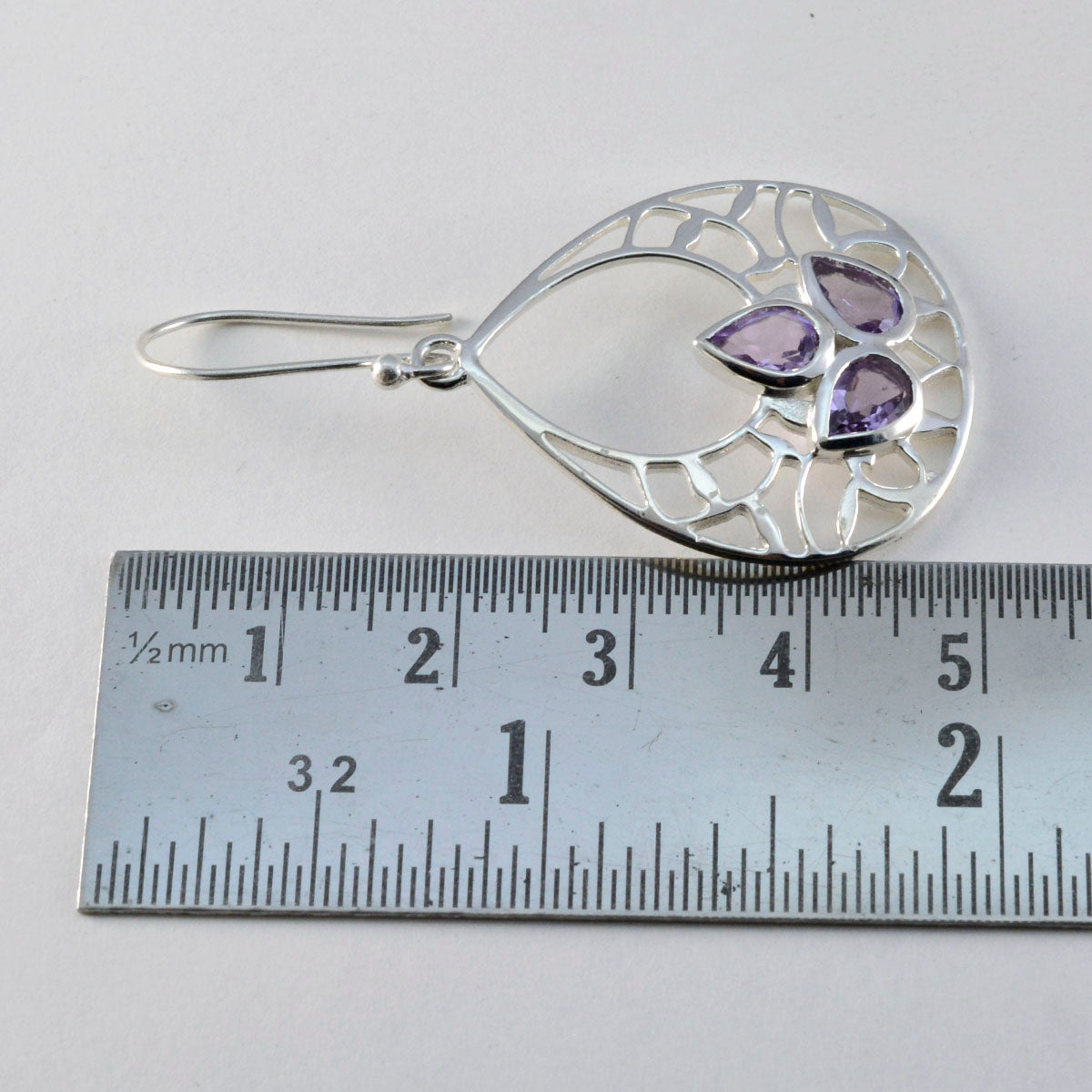 Riyo Prachtige 925 Sterling Zilveren Oorbel Voor Femme Amethist Oorbel Bezel Instelling Paars Oorbel Dangle Earring