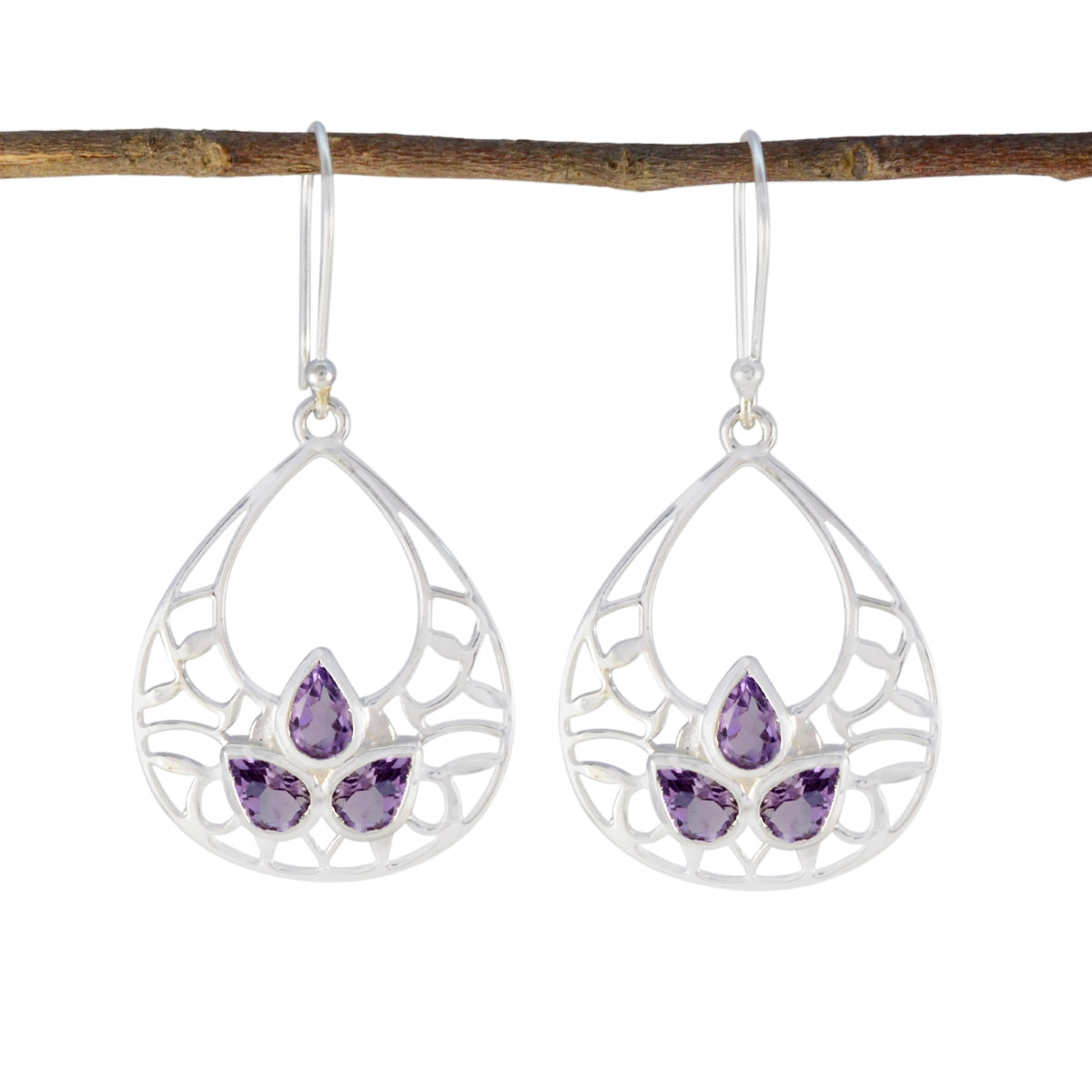 riyo splendido orecchino in argento sterling 925 per femme orecchino con ametista con castone orecchino viola orecchino pendente