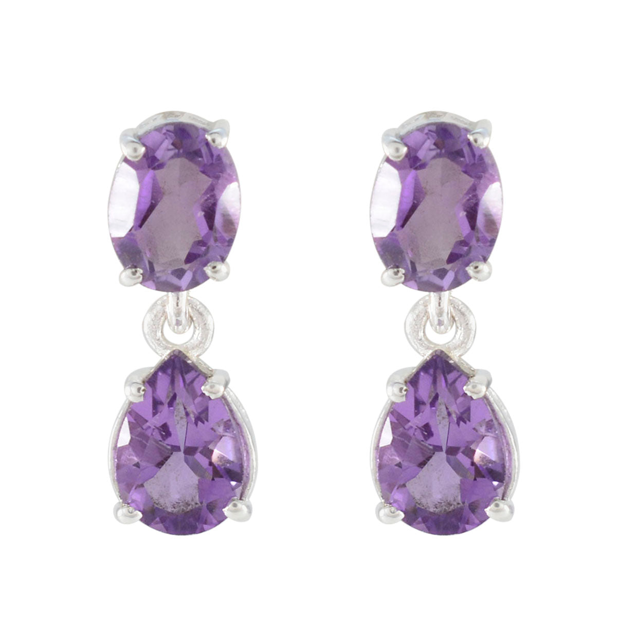 Riyo Knockout Sterling Silver Earring For Femme Amethyst Earring Bezel Setting Purple Earring Stud Earring