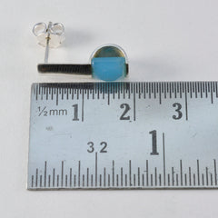 Riyo gracieux 925 boucle d'oreille en argent sterling pour soeur bleu calcédoine boucle d'oreille réglage de la lunette boucle d'oreille bleue boucle d'oreille