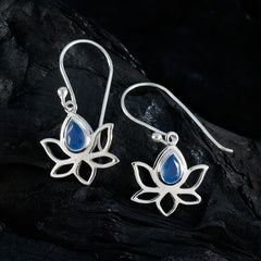 riyo ammaliante orecchino in argento sterling per femme orecchino di calcedonio blu con castone orecchino blu ciondola l'orecchino
