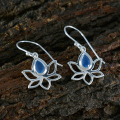 Riyo Bewitching Sterling Silver Earring For Femme Blue Chalcedony Earring Bezel Setting Blue Earring Dangle Earring