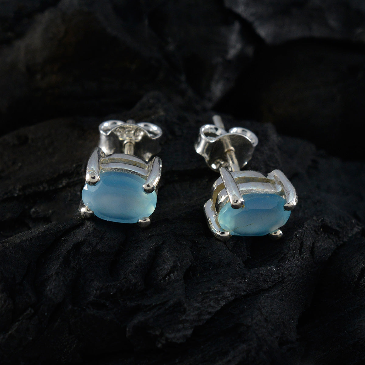 riyo charmigt sterling silver örhänge för syster blå kalcedon örhänge infattning blå örhänge örhänge