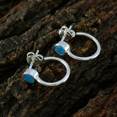 riyo accattivante orecchino in argento sterling 925 per signora orecchino di calcedonio blu con castone orecchino blu orecchino della vite prigioniera