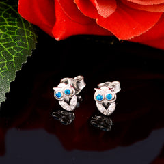 Riyo Comely 925 Sterling Zilveren Oorbel Voor Demoiselle Blue Topaz CZ Oorbel Bezel Setting Blue Earring Stud Earring
