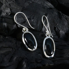 Riyo Pleasing 925 Sterling Silver Earring For Women Black Onyx Earring Bezel Setting Black Earring Dangle Earring