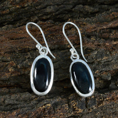 Riyo Erfreulicher 925er Sterlingsilber-Ohrring für Damen, schwarzer Onyx-Ohrring, Lünettenfassung, schwarzer Ohrring, baumelnder Ohrring