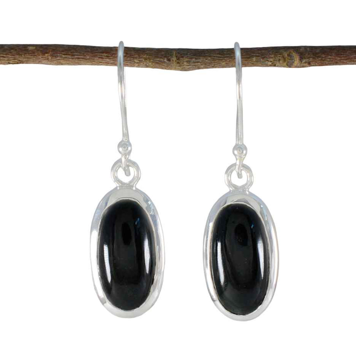 Riyo Pleasing 925 Sterling Silver Earring For Women Black Onyx Earring Bezel Setting Black Earring Dangle Earring