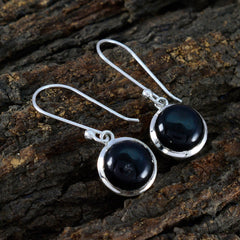 Riyo Bewitching Sterling Silver Earring For Lady Black Onyx Earring Bezel Setting Black Earring Dangle Earring