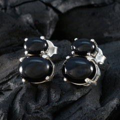 Riyo Decorative Sterling Silver Earring For Sister Black Onyx Earring Bezel Setting Black Earring Stud Earring