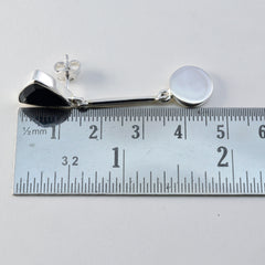 Riyo Anmutiger Sterlingsilber-Ohrring für Mädchen, schwarzer Onyx-Ohrring, Lünettenfassung, schwarzer Ohrring-Ohrstecker