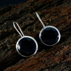Riyo Heavenly Sterling Silver Earring For Female Black Onyx Earring Bezel Setting Black Earring Dangle Earring