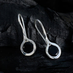 Riyo Beaut 925 Sterling Silver Earring For Female Black Onyx Earring Bezel Setting Black Earring Dangle Earring