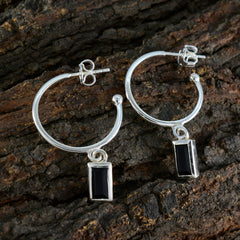 Riyo Beauteous Sterling-Silber-Ohrring für Damen, schwarzer Onyx-Ohrring, Lünettenfassung, schwarzer Ohrring, baumelnder Ohrring