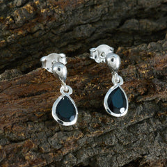 Riyo Stunning 925 Sterling Silver Earring For Female Black Onyx Earring Bezel Setting Black Earring Stud Earring