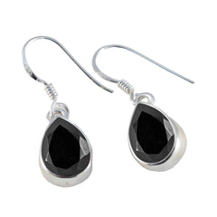 Riyo Hot 925 Sterling Silver Earring For Wife Black Onyx Earring Bezel Setting Black Earring Dangle Earring