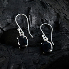 Riyo Exquisite Sterling Silver Earring For Lady Black Onyx Earring Bezel Setting Black Earring Dangle Earring