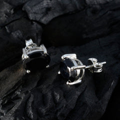 Riyo Prachtige 925 Sterling Zilveren Oorbel Voor Vrouw Zwarte Onyx Oorbel Bezel Setting Zwarte Oorbel Stud Oorbel